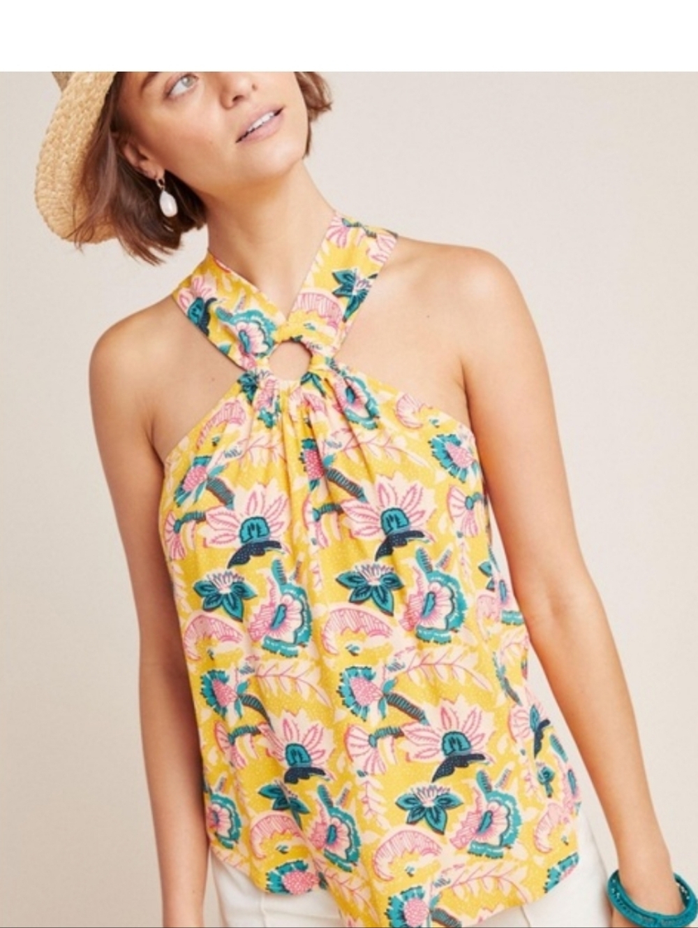 Maeve By Anthropologie Mica Sleeveless Floral Halter Top Size 4